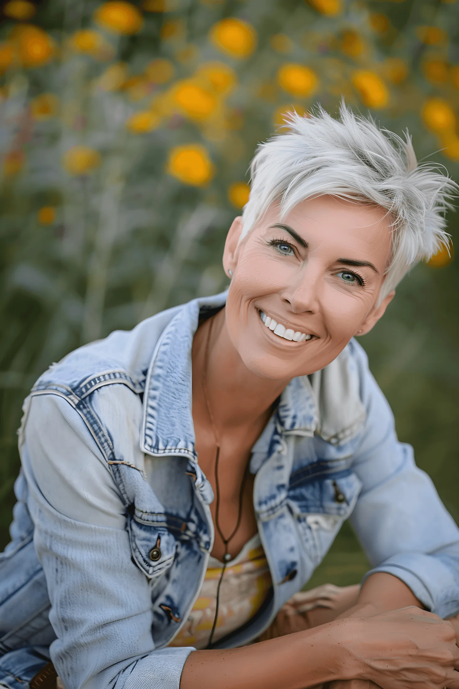 Silver Streaked Pixie Flair - spiky hair
