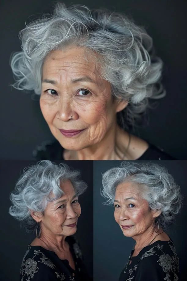Silver Elegance in Curls