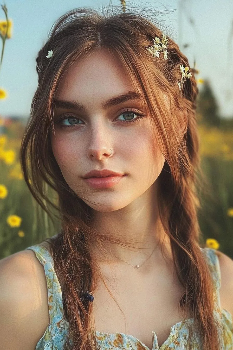 Dreamy Floral Braid Aesthetic