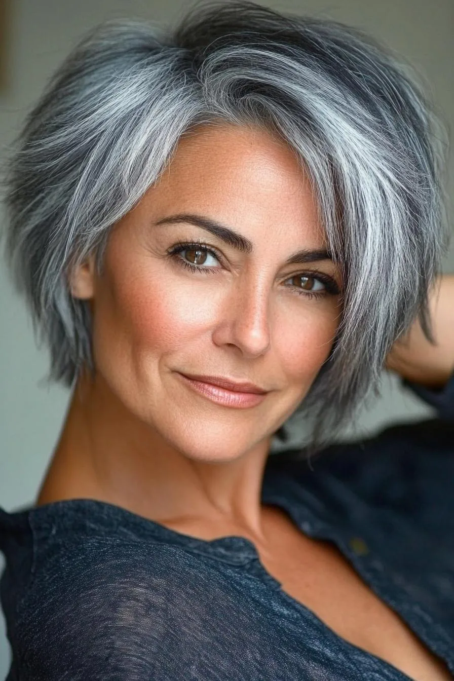 Chic Asymmetrical Silver Bob