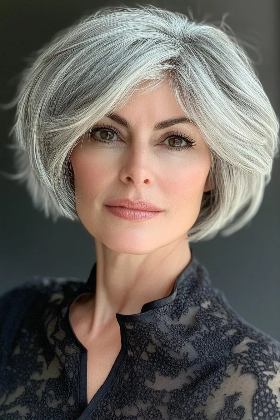 Chic Gray Layered Bob