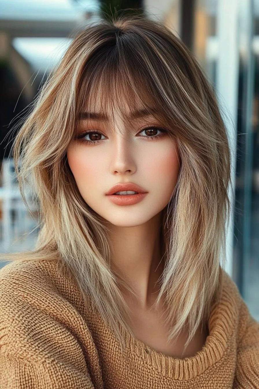 Layered Elegance with Bangs