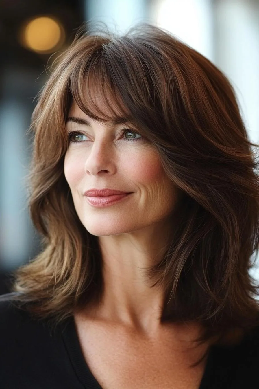 Layered Elegance with Bangs