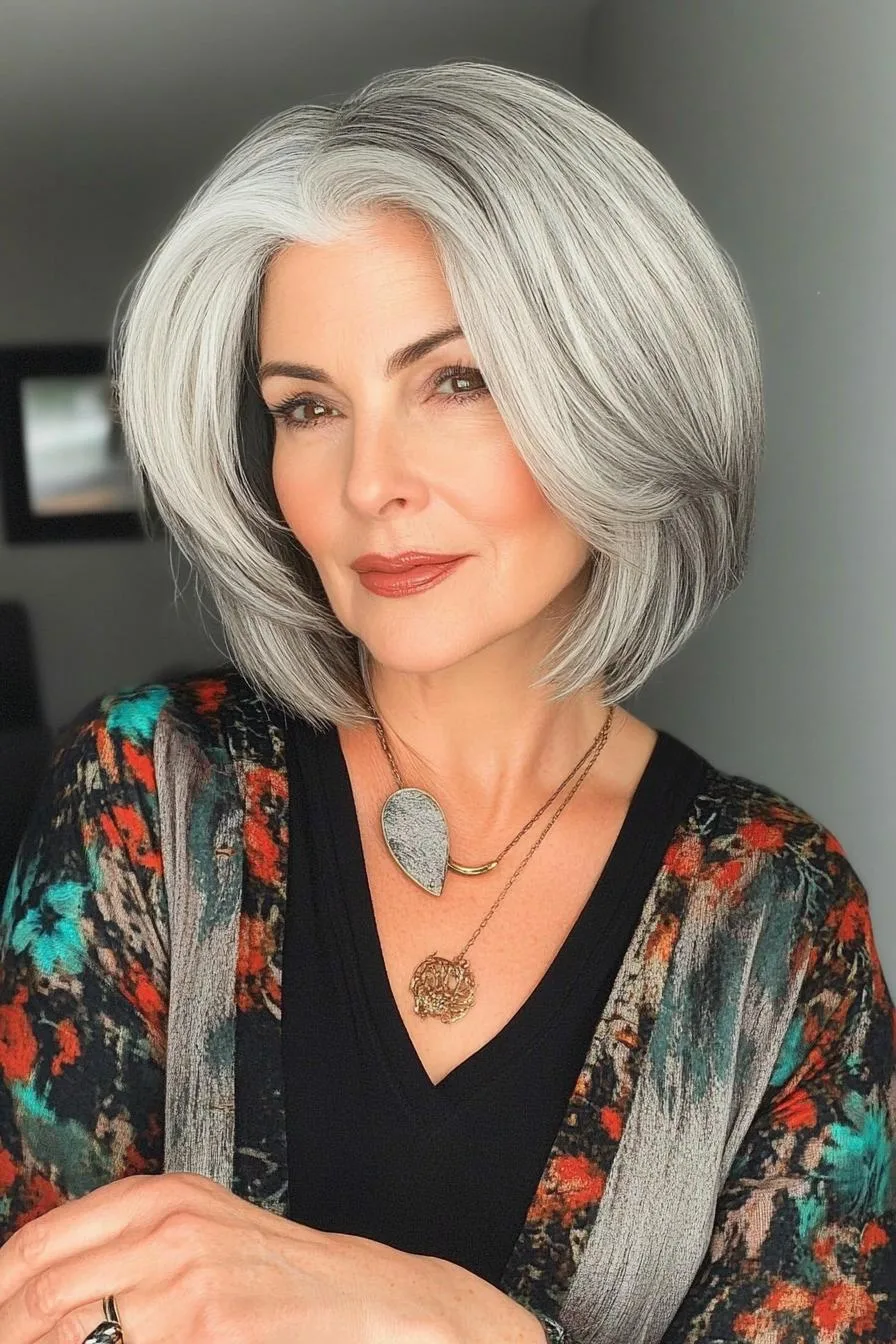 Silvery Graceful Bob Style