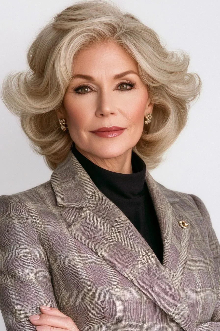 Timeless Feathered Hair Elegance