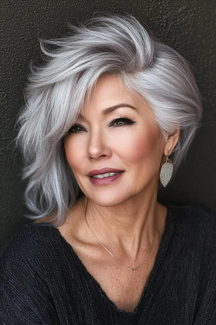 Chic Asymmetrical Silver Bob