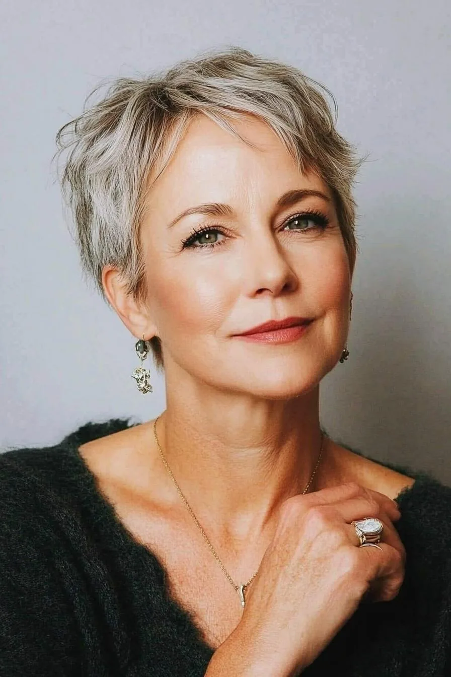 Chic Silvery Pixie Style