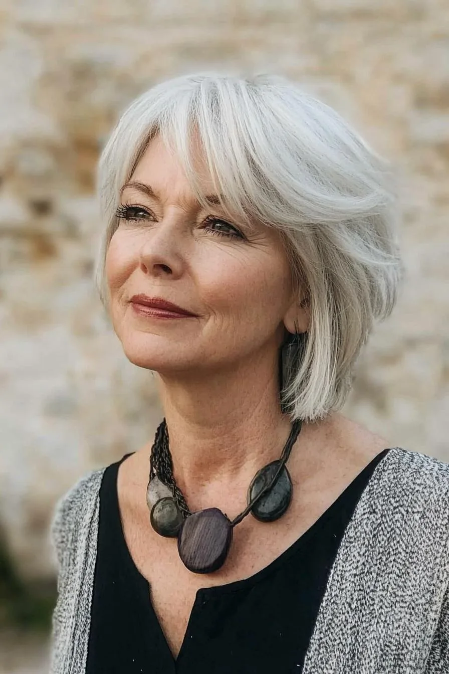 Layered Bob Silvery Elegance