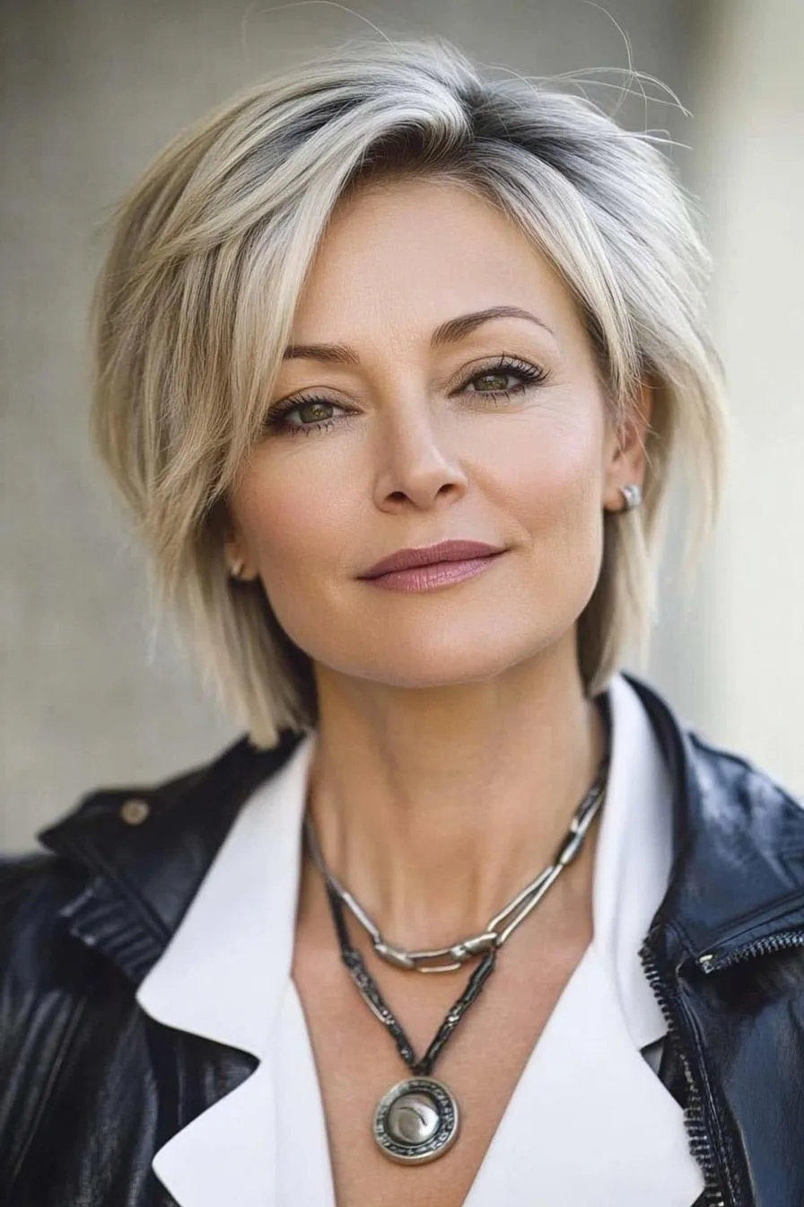 Modern Platinum Blonde Bob