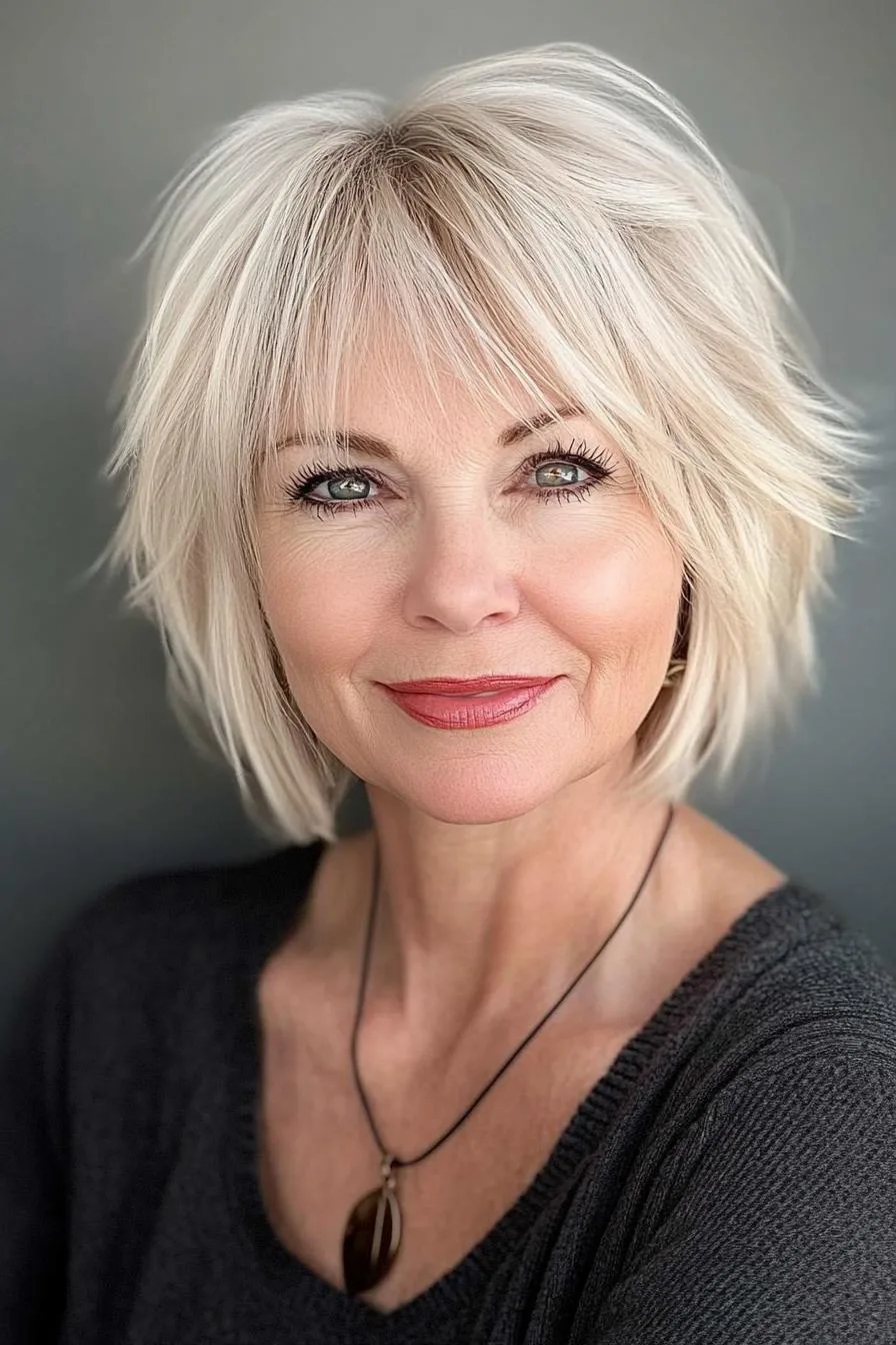 Platinum Blonde Layered Bob