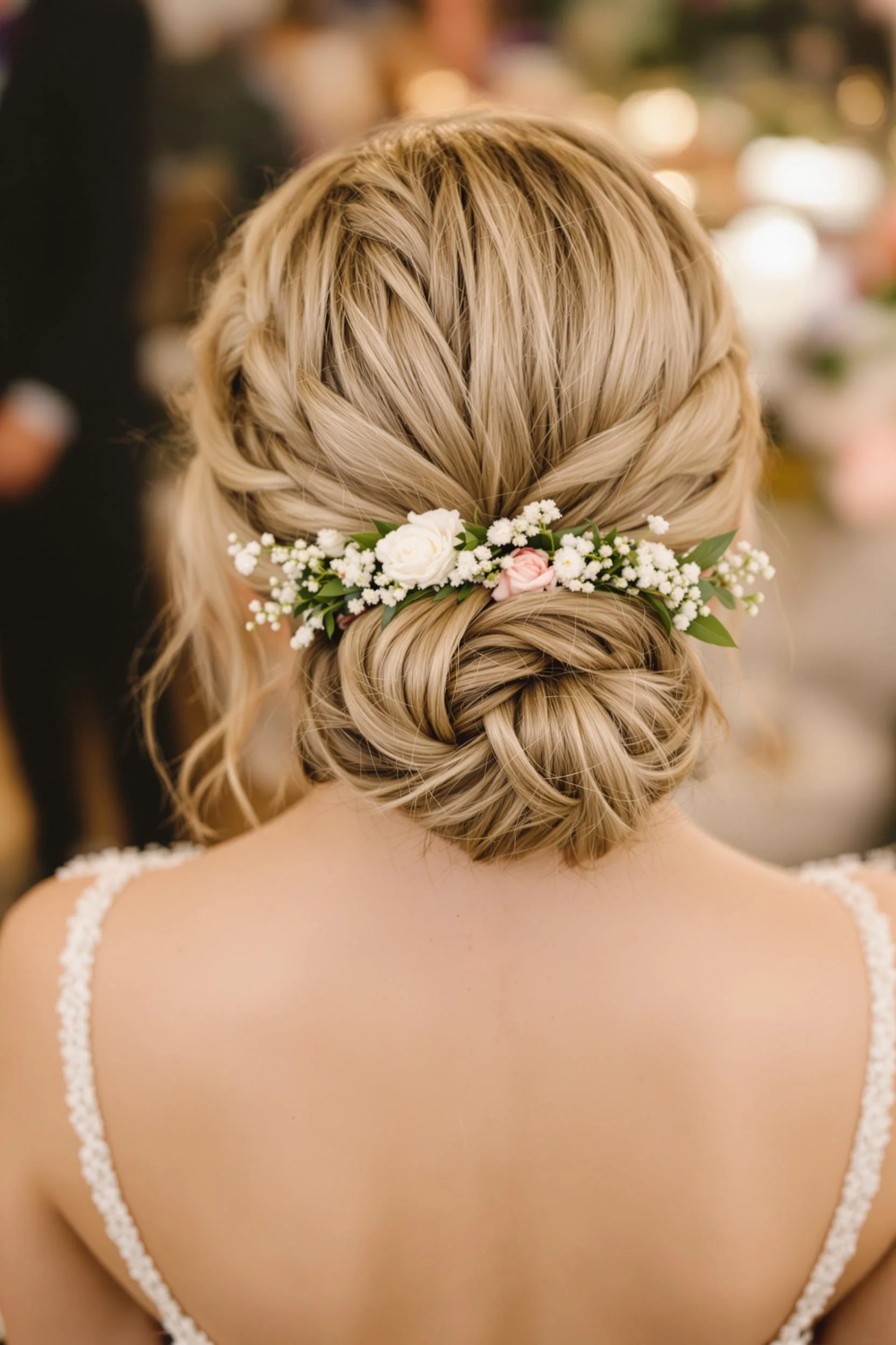Romantic Floral Low Bun