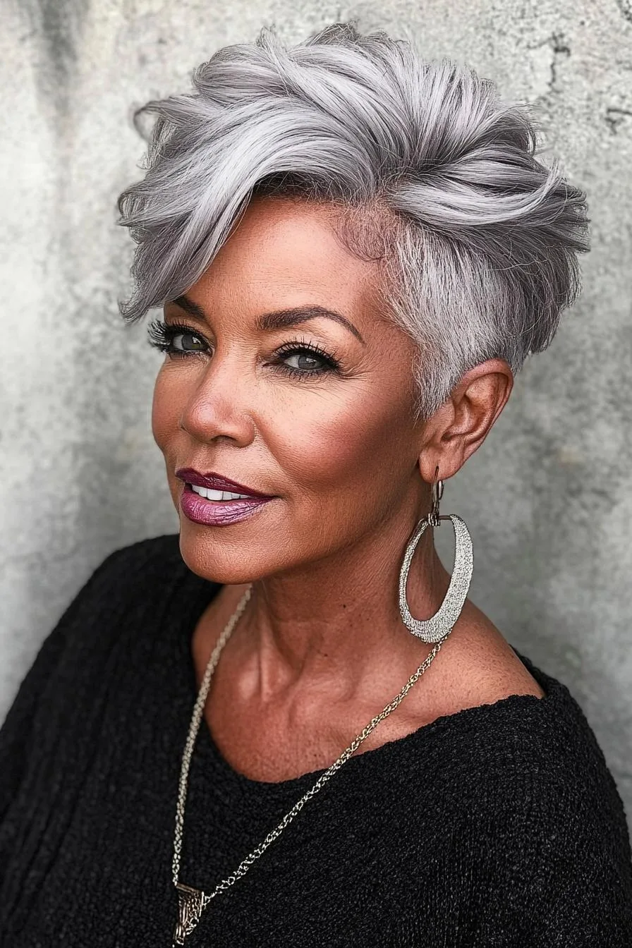 Silver Strands Tousled Elegance