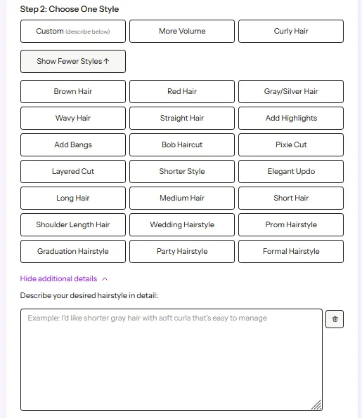 step 2 ai hairstyle tool