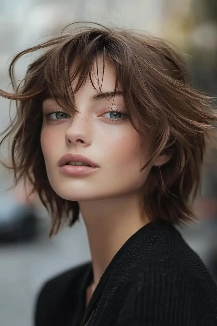 Wavy Bob with Bangs