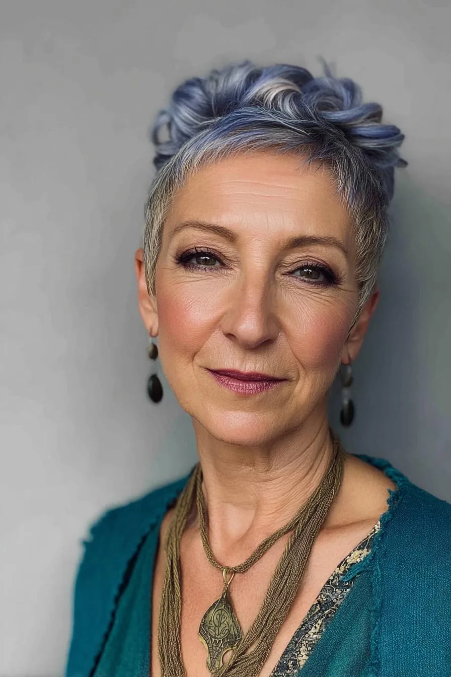Silvery Blue Pixie Style