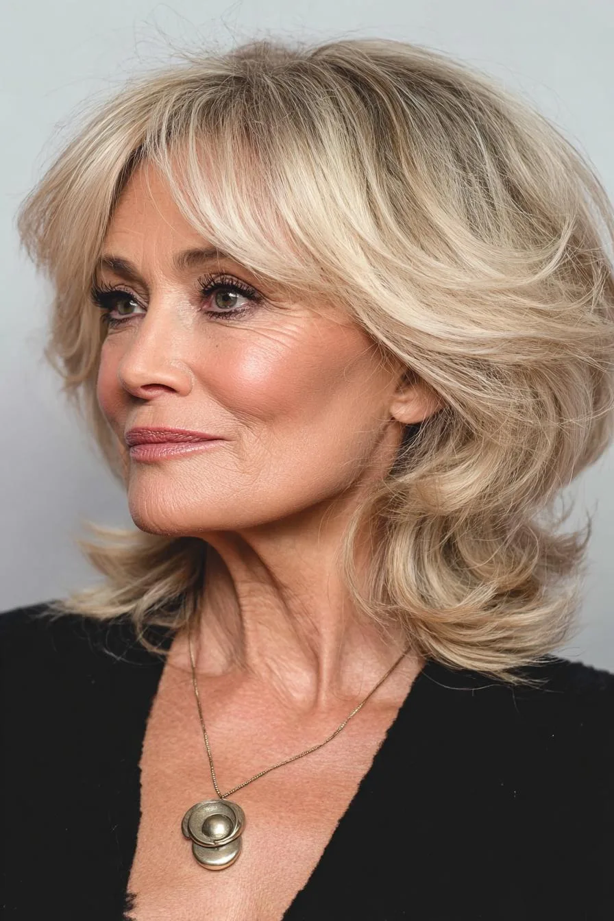 Timeless Feathered Hair Elegance
