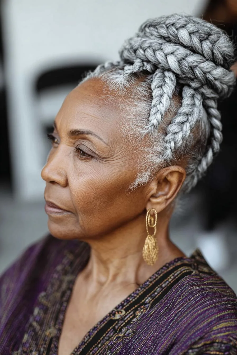 Silver Elegance in Braids