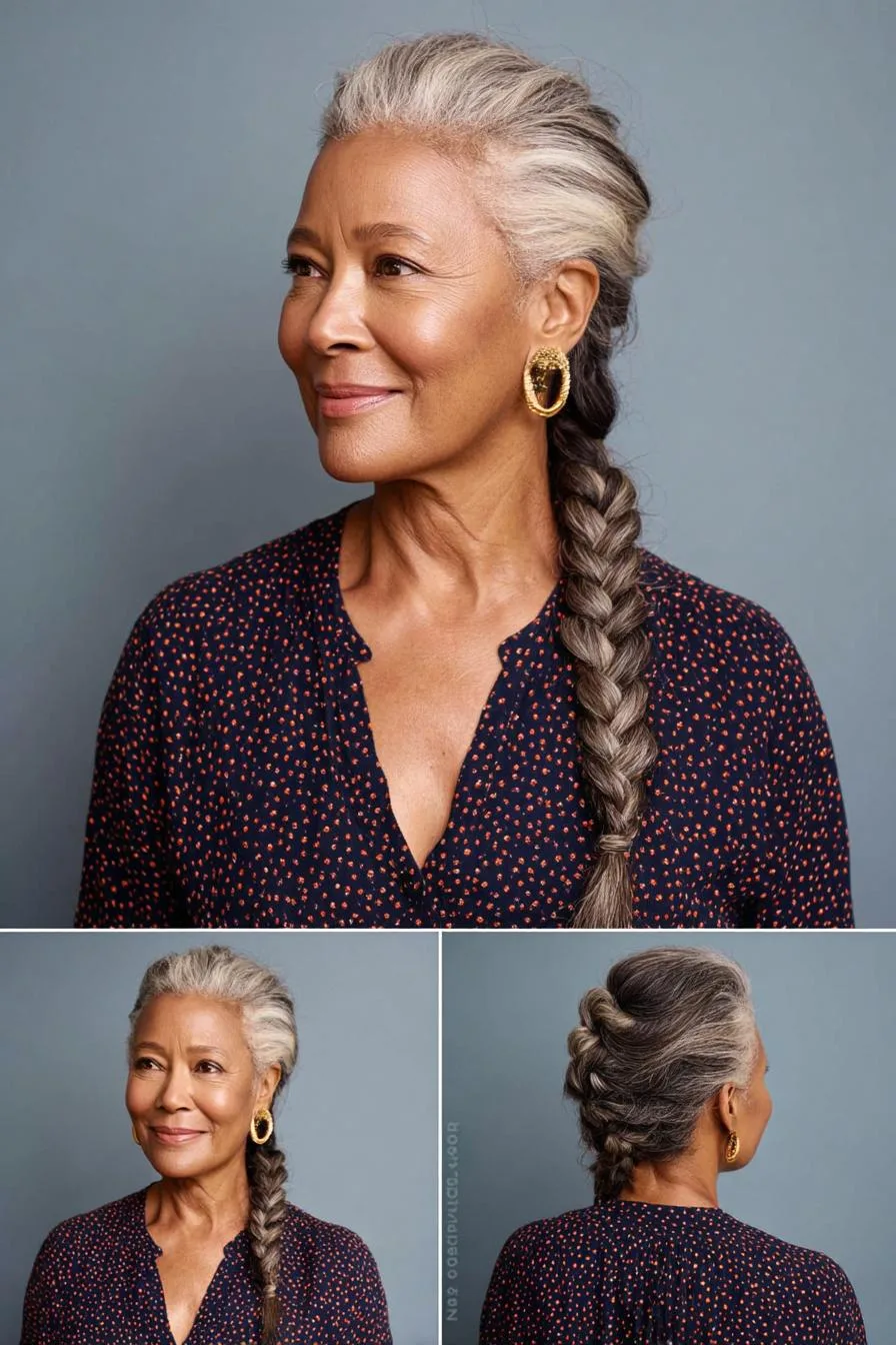Silver Elegance in Braids