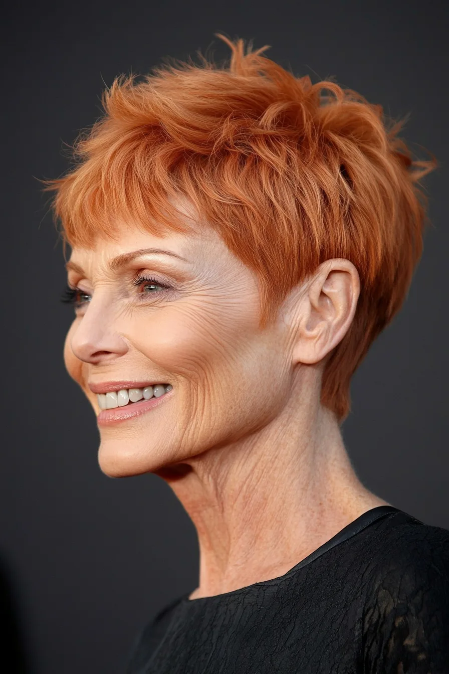 10. Short Choppy Crop with Light Auburn (Super Short Haircuts For Older Women) - Super Short Haircuts For Older Women