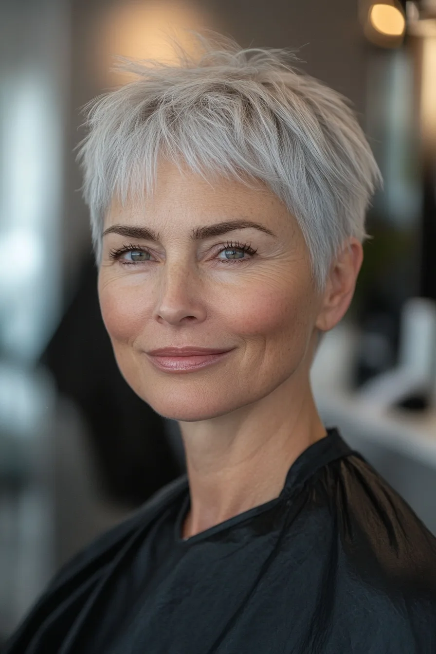 12. Crisp Crew Cut in Soft Gray (Super Short Haircuts For Older Women) - Super Short Haircuts For Older Women
