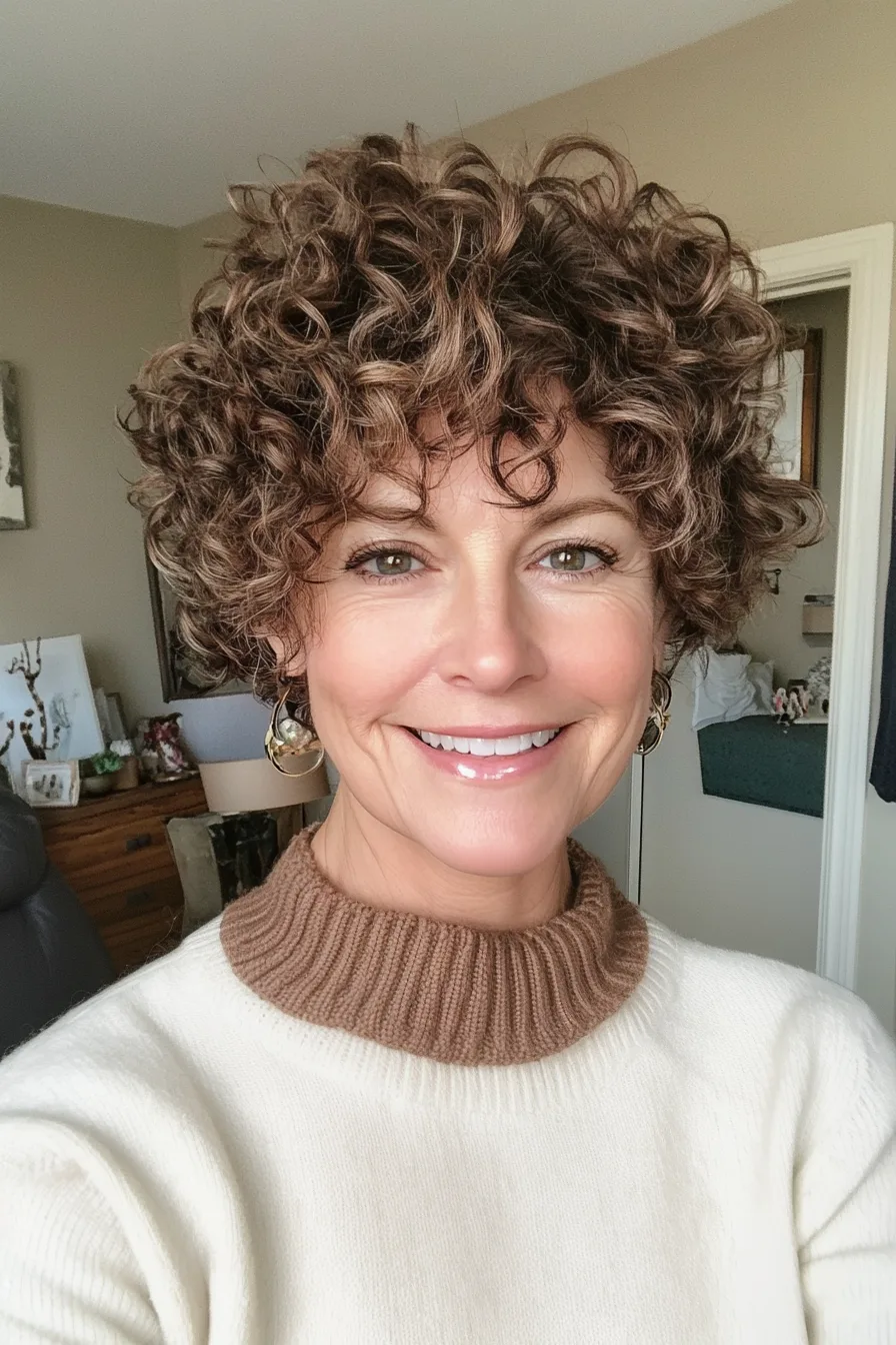 16. Curly Crop in Medium Chestnut (Super Short Haircuts For Older Women) - Super Short Haircuts For Older Women