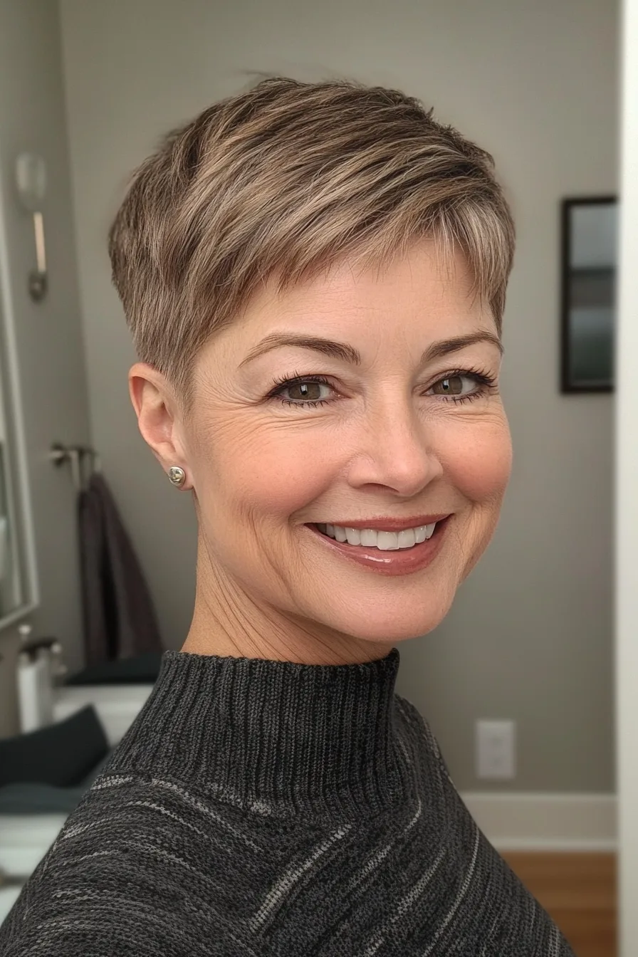 20. Tapered Pixie with Mocha Brown (Super Short Haircuts For Older Women) - Super Short Haircuts For Older Women