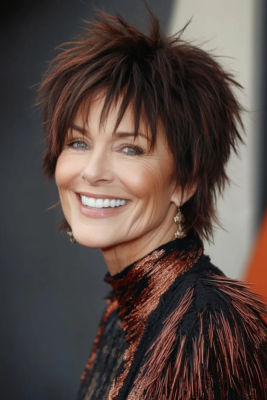 21. Super Short Shag in Dark Copper (Super Short Haircuts For Older Women) - Super Short Haircuts For Older Women