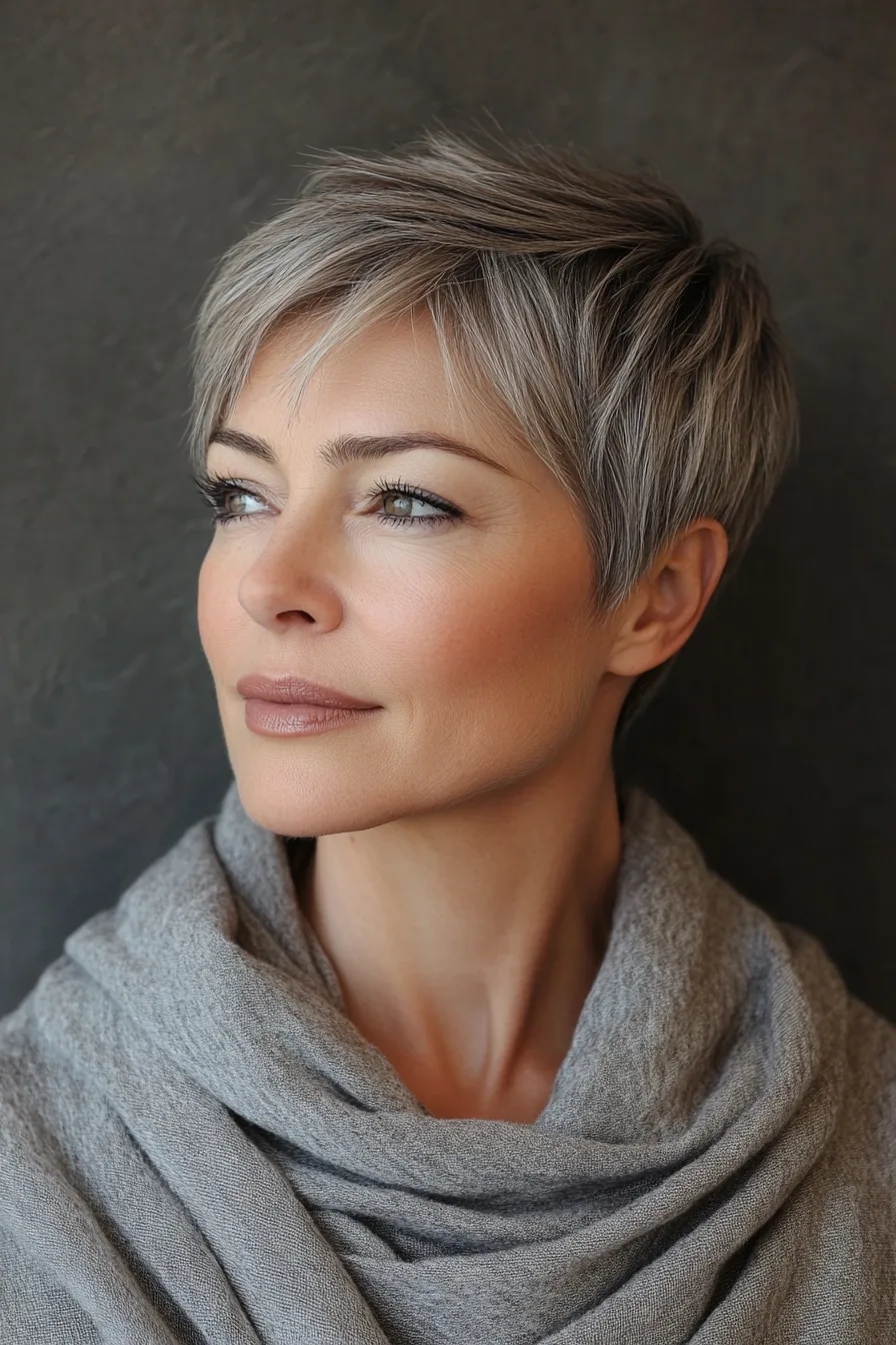 24. Boyish Pixie in Dark Ash Brown (Super Short Haircuts For Older Women) - Super Short Haircuts For Older Women