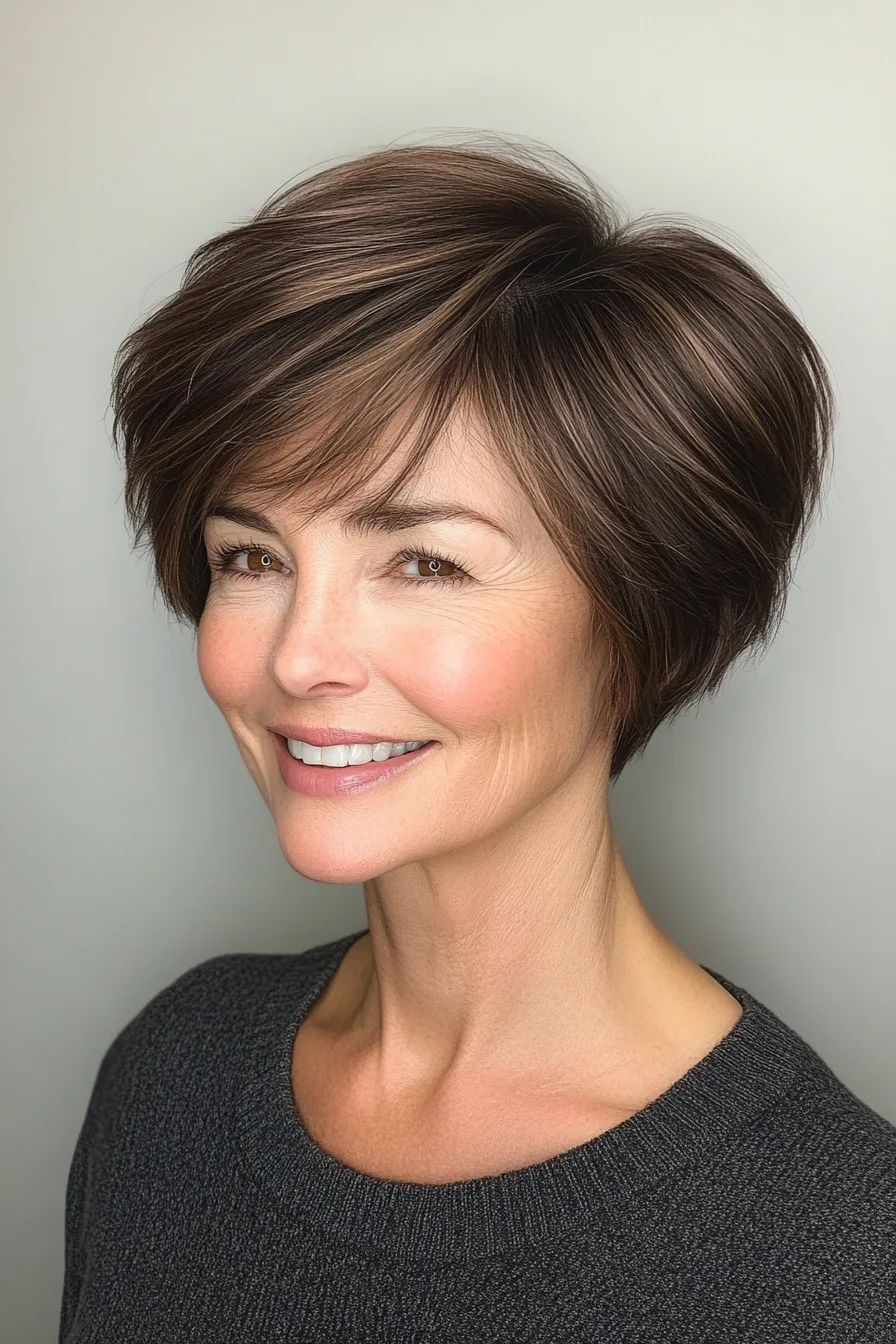 3. Classic Tapered Cut with Deep Brunette (Super Short Haircuts For Older Women) - Super Short Haircuts For Older Women