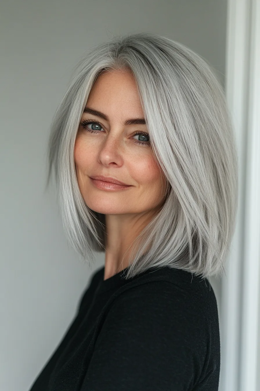 1. Silver Blunt Bob with Tapered Ends (Blunt Haircuts For Women Over 60) - Blunt Haircuts For Women Over 60
