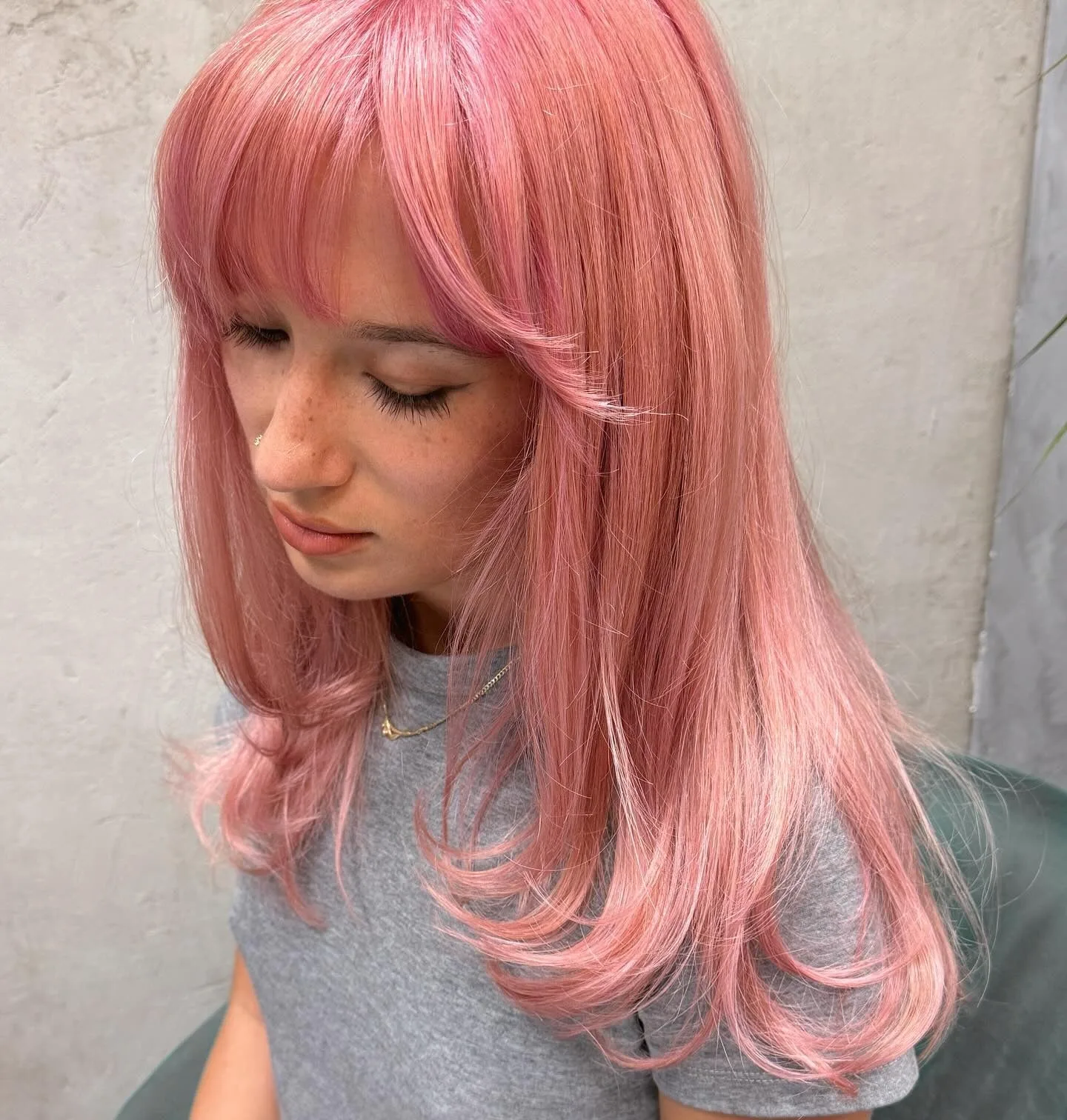 1. Sleek Dusty Rose with Face-Framing Bangs (Dusty Rose Hair Color)