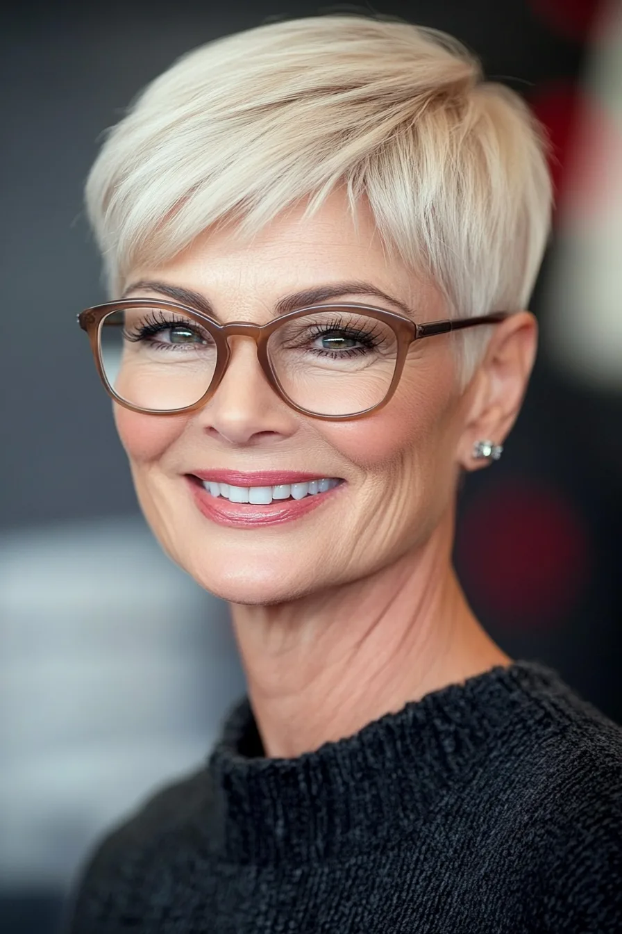 10. Champagne Blonde Classic Pixie (Pixie Haircuts For Women Over 60 With Glasses) - Pixie Haircuts For Women Over 60 With Glasses