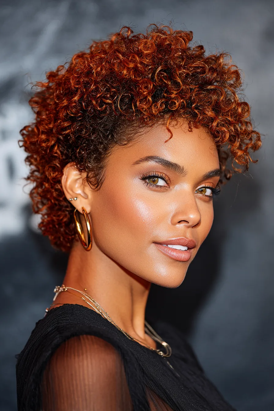 10. Copper Mini Curl Afro (Short Curled Hairstyles) - Short Curled Hairstyles