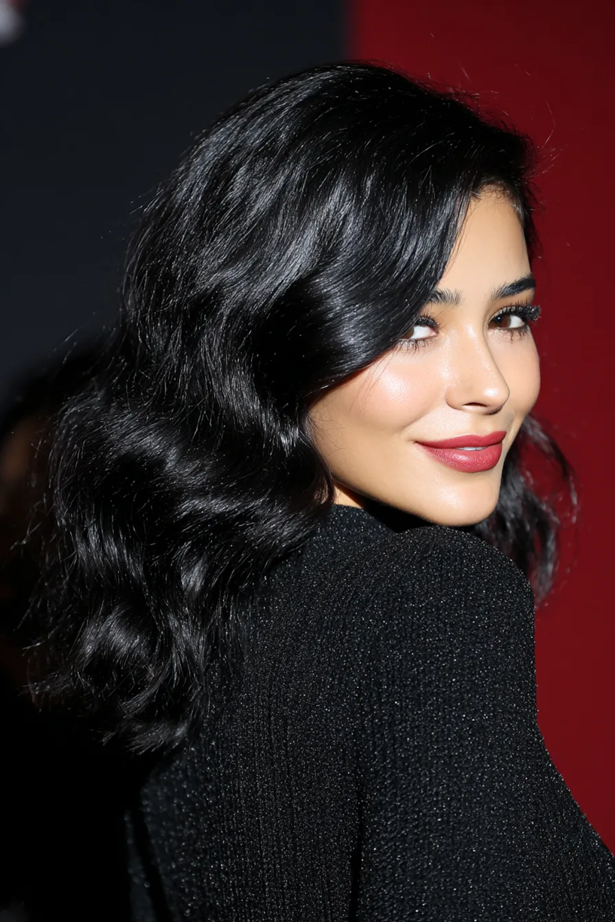 10. Glossy Black Classic Waves (Old Money Haircuts) - Old Money Haircuts