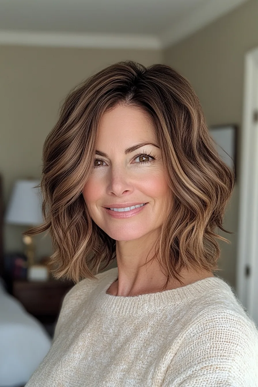 10. Tousled Crop with Medium Brown Base (Easy Haircuts For Women Over 40) - Easy Haircuts For Women Over 40