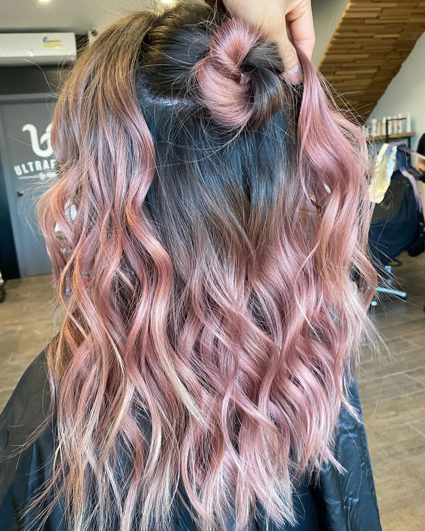 11. Half-Up Knot with Dusty Rose Waves (Dusty Rose Hair Color)
