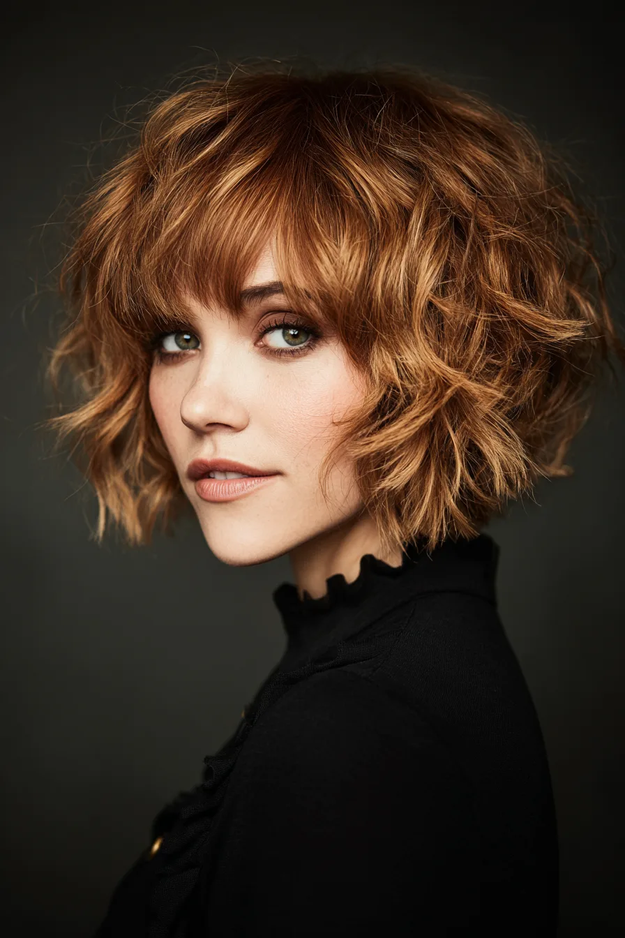 11. Honey Brown Short Curl Shag (Short Curled Hairstyles) - Short Curled Hairstyles