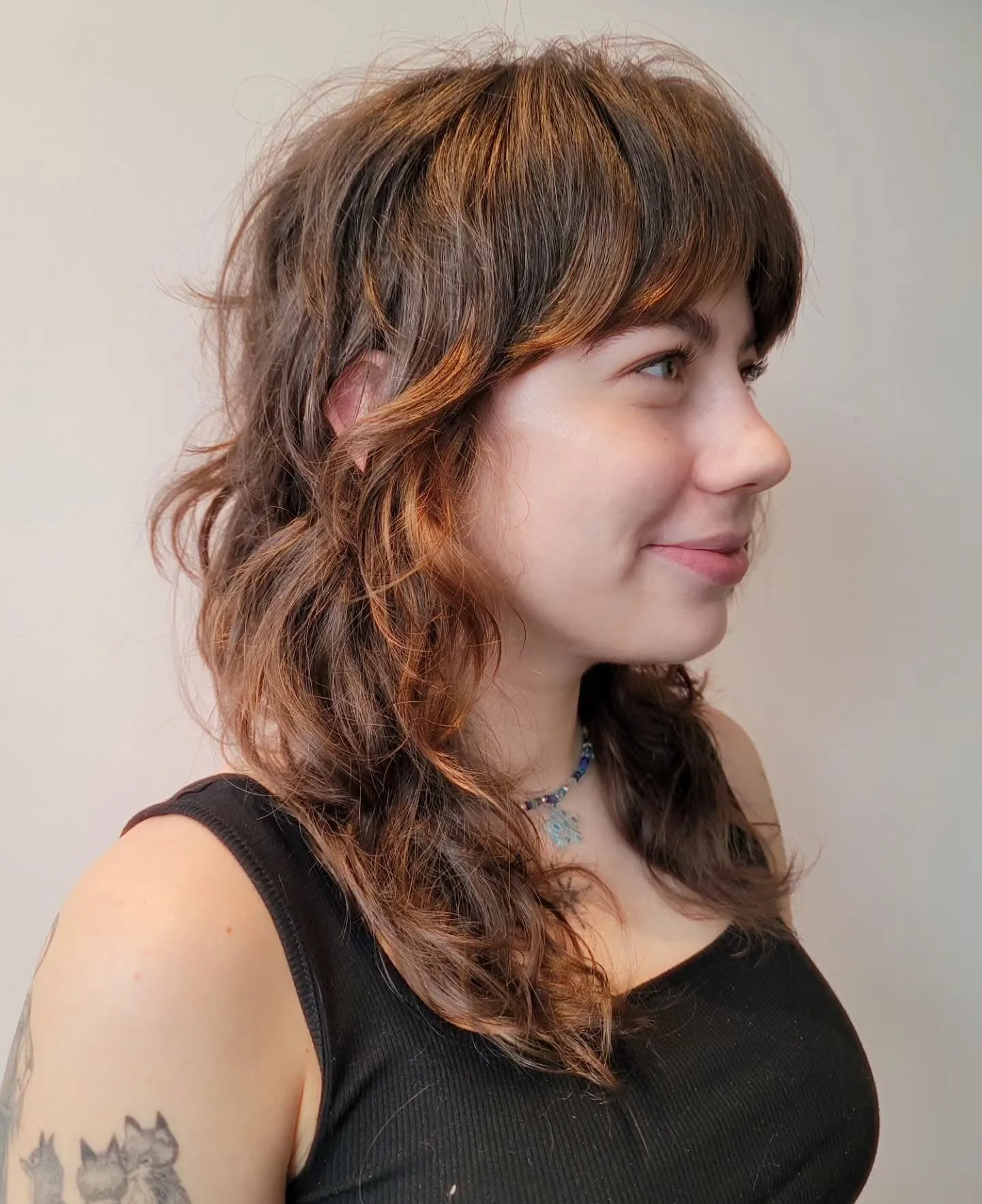 11. Soft Copper Brown Shag with Tousled Texture (Medium Layered Shag)