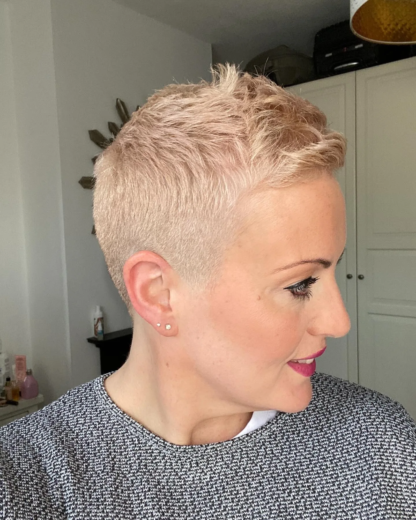 11. Soft Rose Blonde Pixie Fade (Short Pixie Haircuts For Women)