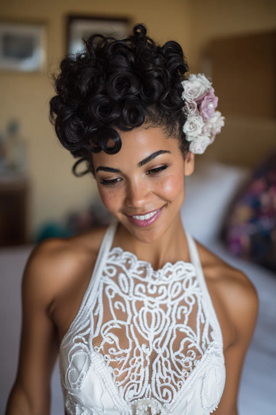 11. Vintage Pin Curls in Natural Black (Wedding Hairstyles) - Wedding Hairstyles