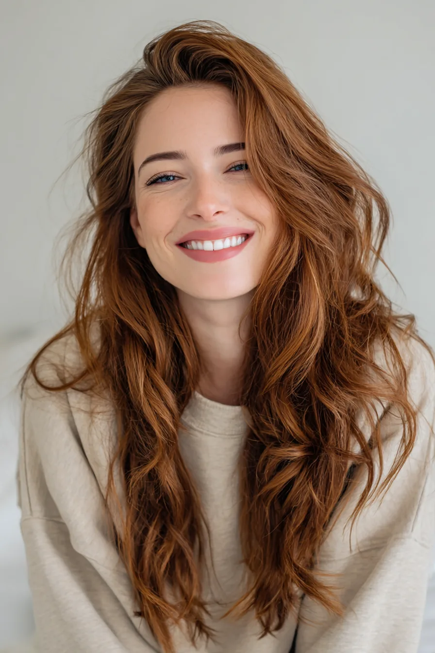 12. Subtle Auburn Long Layers (Old Money Haircuts) - Old Money Haircuts