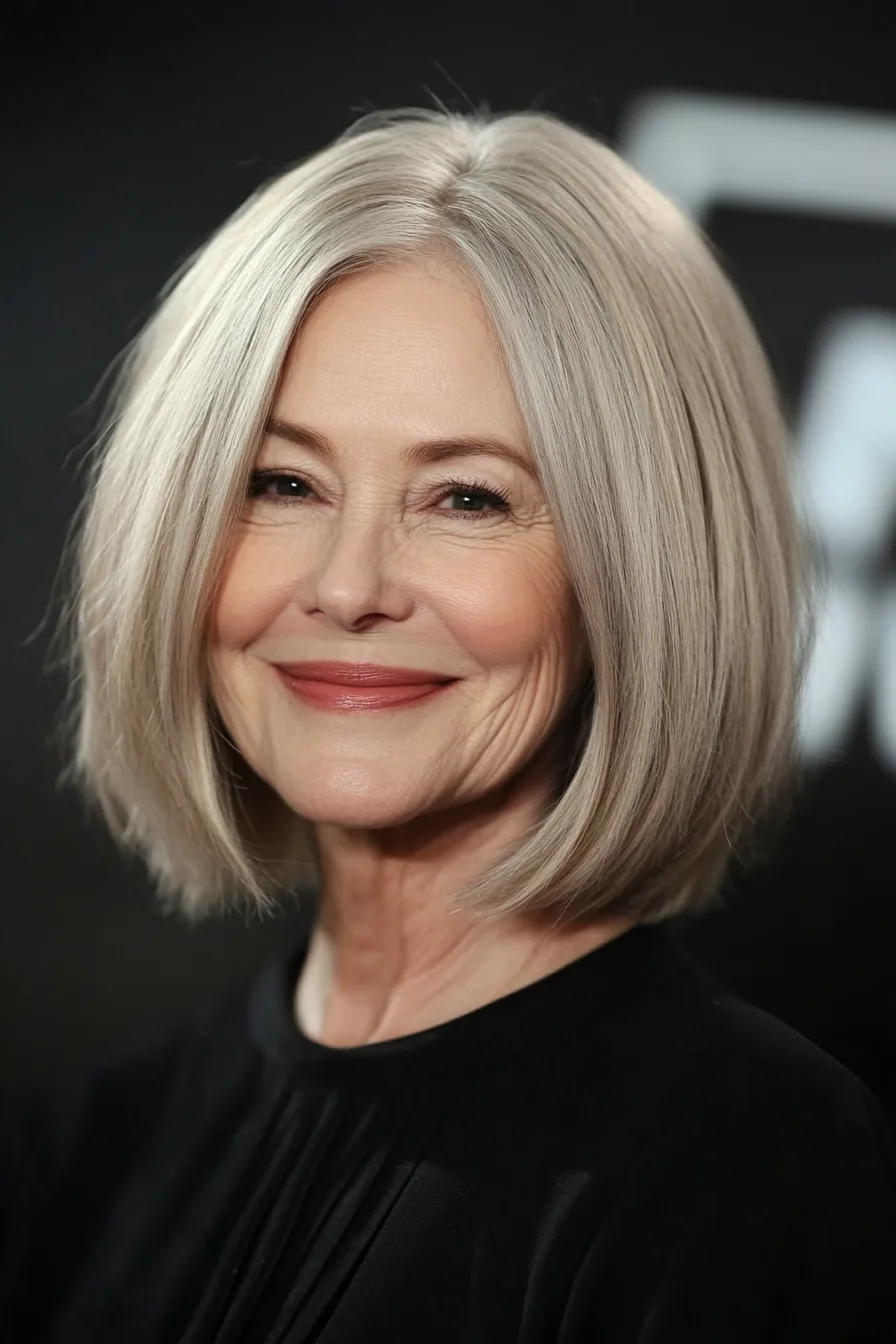 13. Sandy Blonde Blunt Cut with Feathered Edges (Blunt Haircuts For Women Over 60) - Blunt Haircuts For Women Over 60