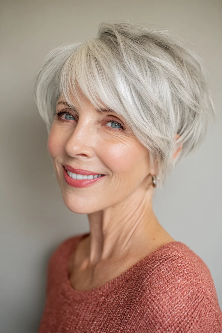 14. Cropped Bob with Icy Brown Hues (Short Messy Hairstyles For Women Over 50) - Short Messy Hairstyles For Women Over 50