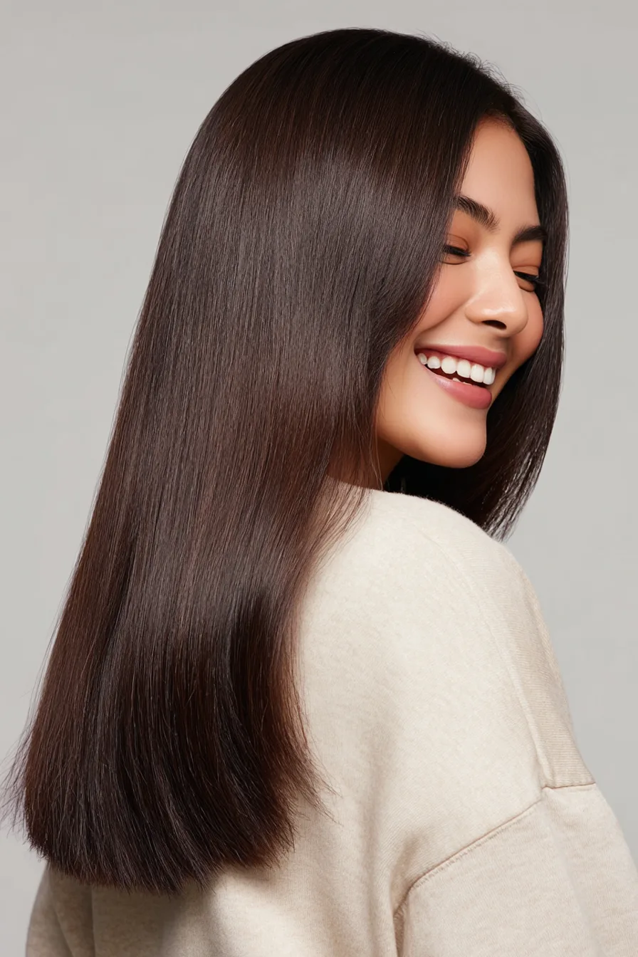 14. Polished Dark Mocha Straight Cut (Old Money Haircuts) - Old Money Haircuts