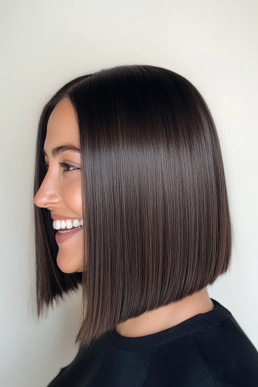 14. Sleek Long Bob in Deep Espresso (Easy Haircuts For Women Over 40) - Easy Haircuts For Women Over 40