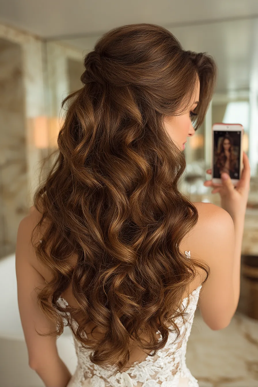 14. Voluminous Waves with Mocha Layers (Wedding Hairstyles) - Wedding Hairstyles