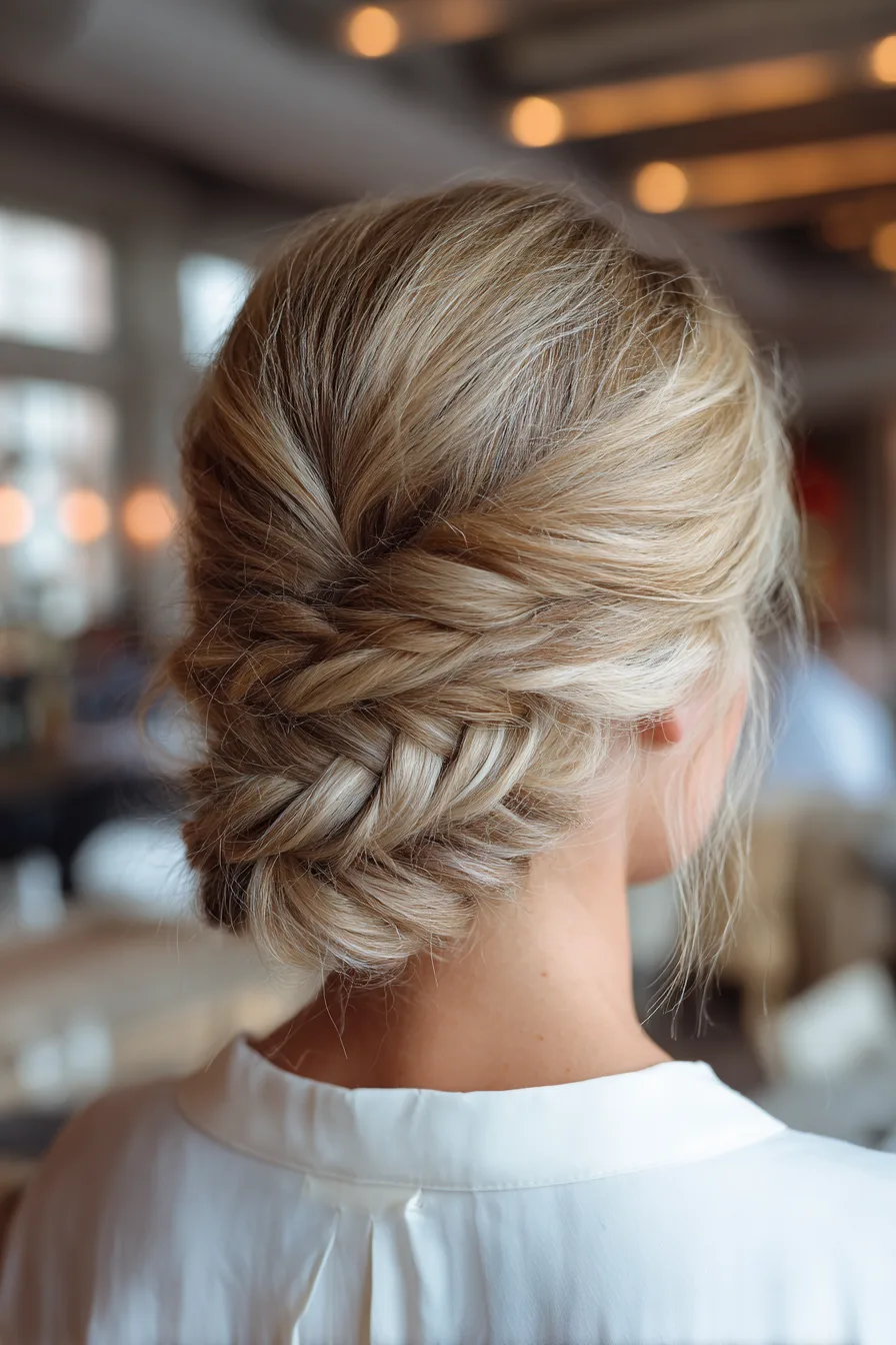 15. Fishtail Bun with Neutral Blonde Base (Wedding Hairstyles) - Wedding Hairstyles