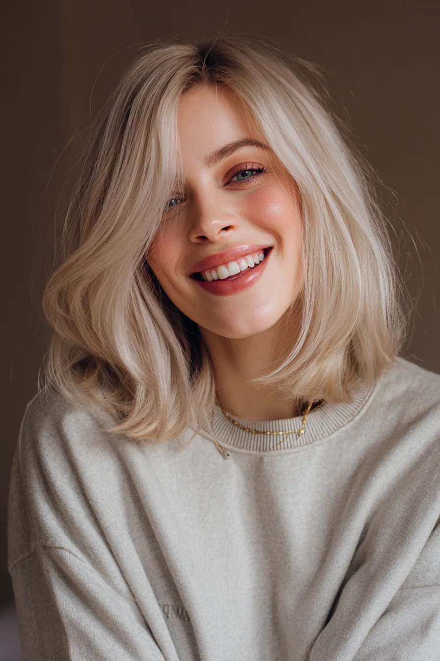 15. Pearl Blonde Shoulder-Length Layers (Old Money Haircuts) - Old Money Haircuts