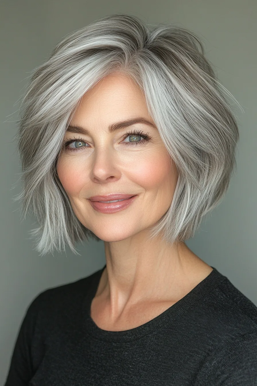 15. Short Shag with Light Ash Gray Highlights (Short Wispy Haircuts Older Women) - Short Wispy Haircuts Older Women