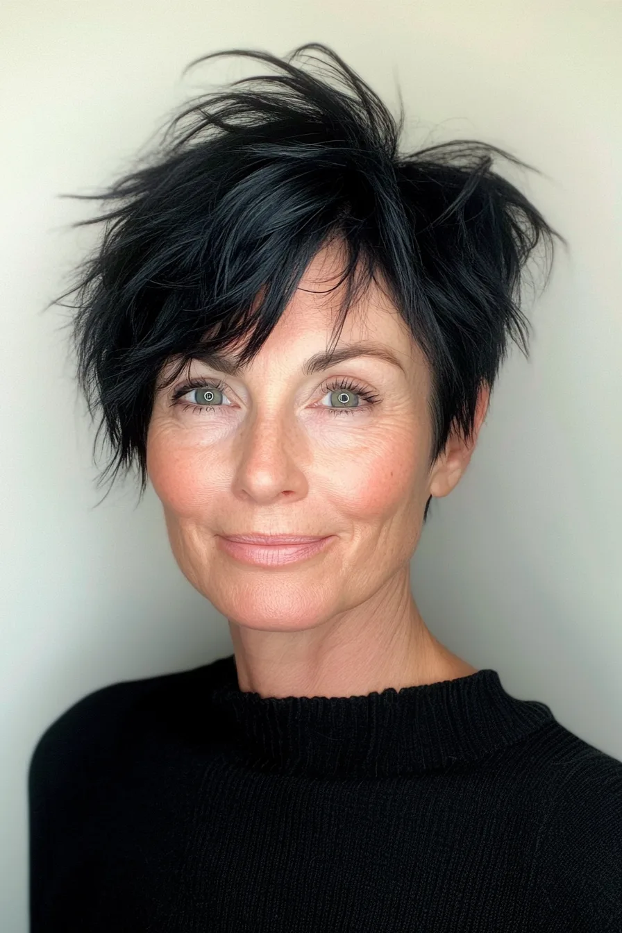 15. Soft Black Edgy Mullet (Edgy Hairstyles For Women Over 60) - Edgy Hairstyles For Women Over 60